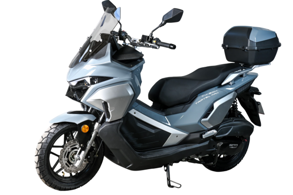 Максискутер SPRMOTORS TRAVEL MAX серый T4-50H EFI (с кофром и боковыми боксами)